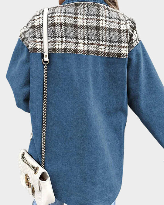 EB | Lässige Jacke mit Karodetails Baumwolle Lässig, Stilvoll