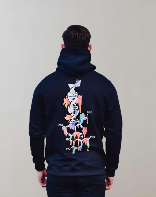 EB | Blauer Hoodie mit DNA-Druck