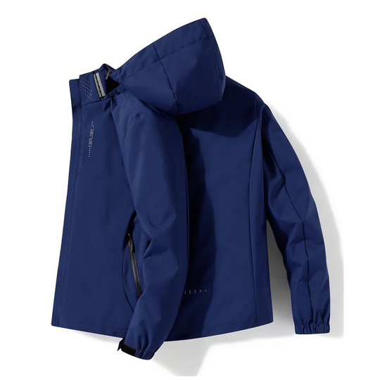 EB | Herren Blauer Kapuzenwindbreaker - Wasserdichtes Design
