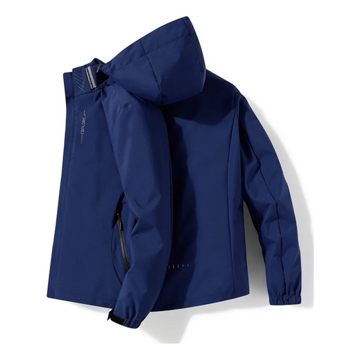 EB | Herren Blauer Kapuzenwindbreaker - Wasserdichtes Design
