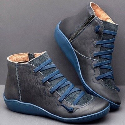 EB | Stiefeletten Leder Schnürung mit Seitlichem Reißverschluss Passgenau Erhöhte Sohle