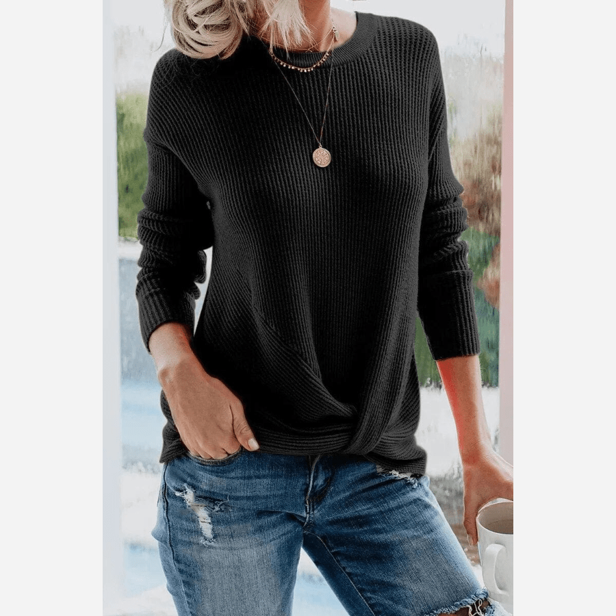 EB | Leichtgewicht Strickbluse mit Langarmdesign Gerippte Struktur Lässiger Komfort