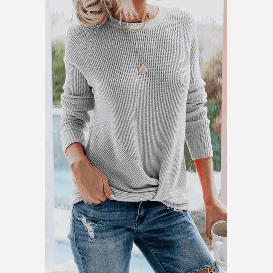 EB | Leichtgewicht Strickbluse mit Langarmdesign Gerippte Struktur Lässiger Komfort