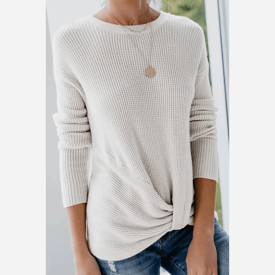 EB | Leichtgewicht Strickbluse mit Langarmdesign Gerippte Struktur Lässiger Komfort