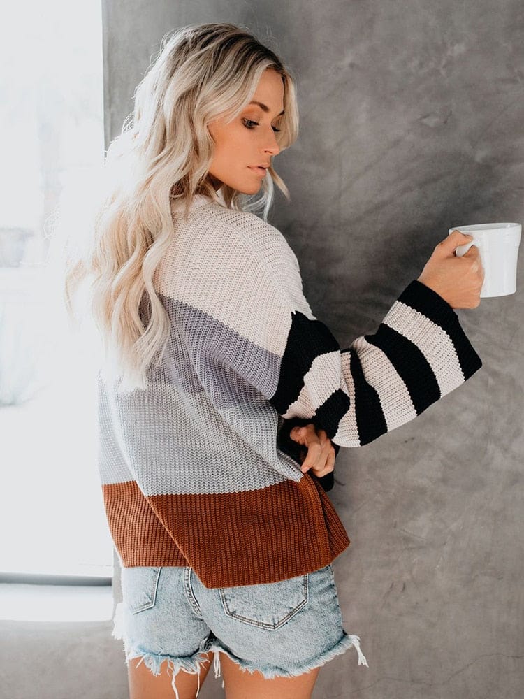 EB | Strickbluse mit Blockstreifen Lässiger Komfort Entspanter Stil
