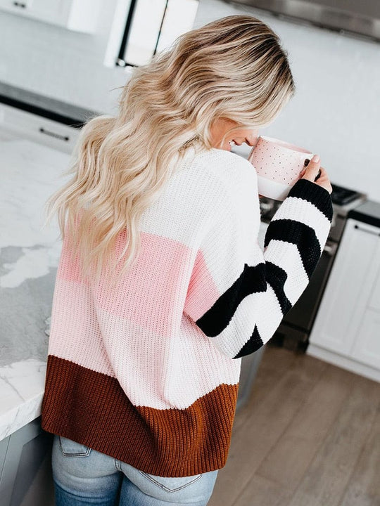 EB | Strickbluse mit Blockstreifen Lässiger Komfort Entspanter Stil