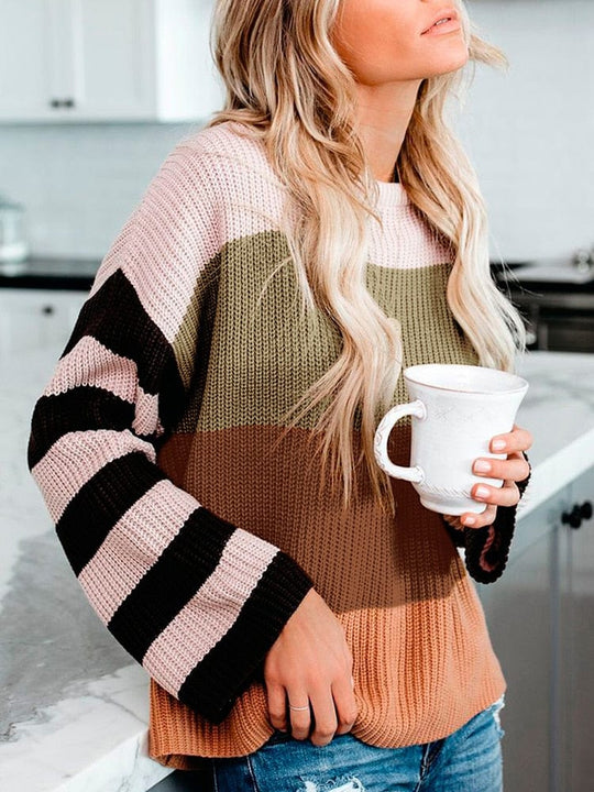 EB | Strickbluse mit Blockstreifen Lässiger Komfort Entspanter Stil