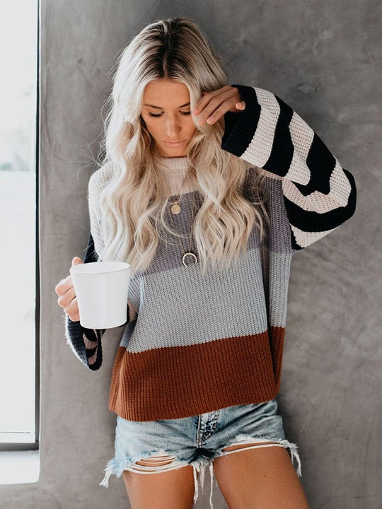 EB | Strickbluse mit Blockstreifen Lässiger Komfort Entspanter Stil