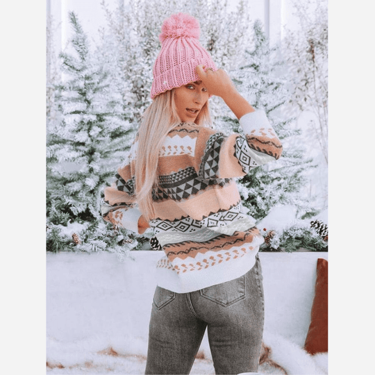 EB | Boheme Gemusteter Strickpullover Weiche Strickqualität Winterkomfort