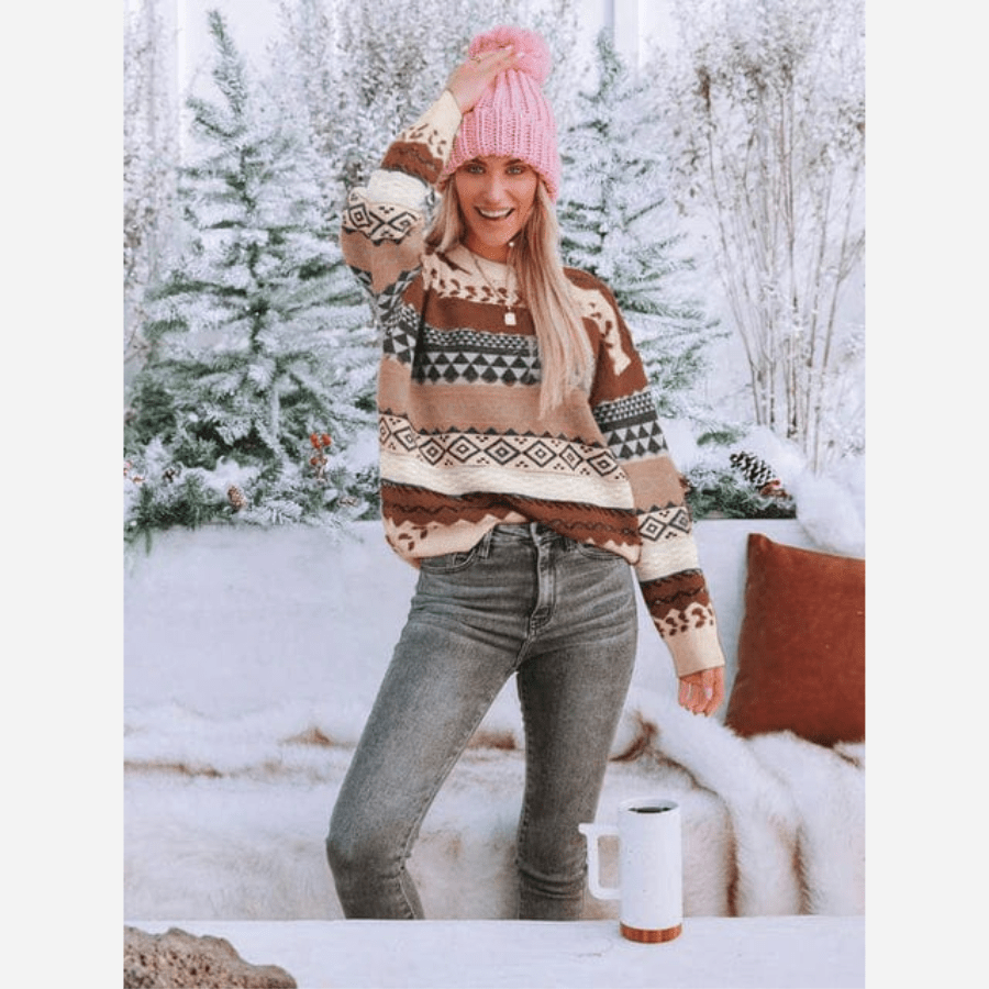 EB | Boheme Gemusteter Strickpullover Weiche Strickqualität Winterkomfort