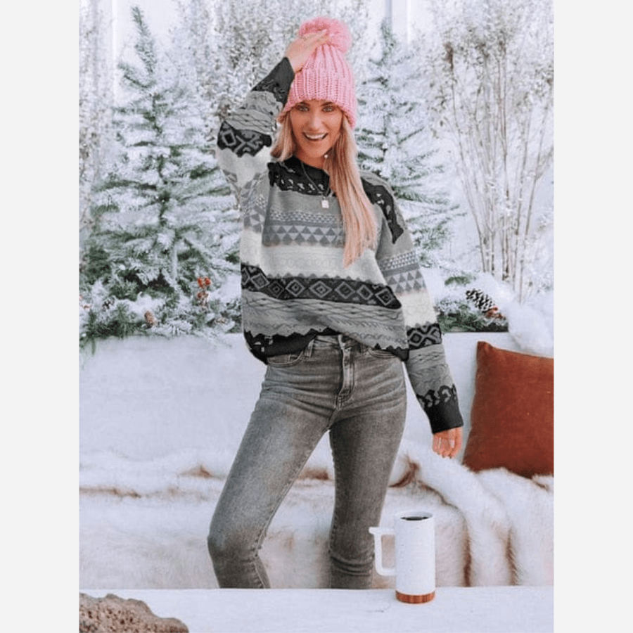 EB | Boheme Gemusteter Strickpullover Weiche Strickqualität Winterkomfort