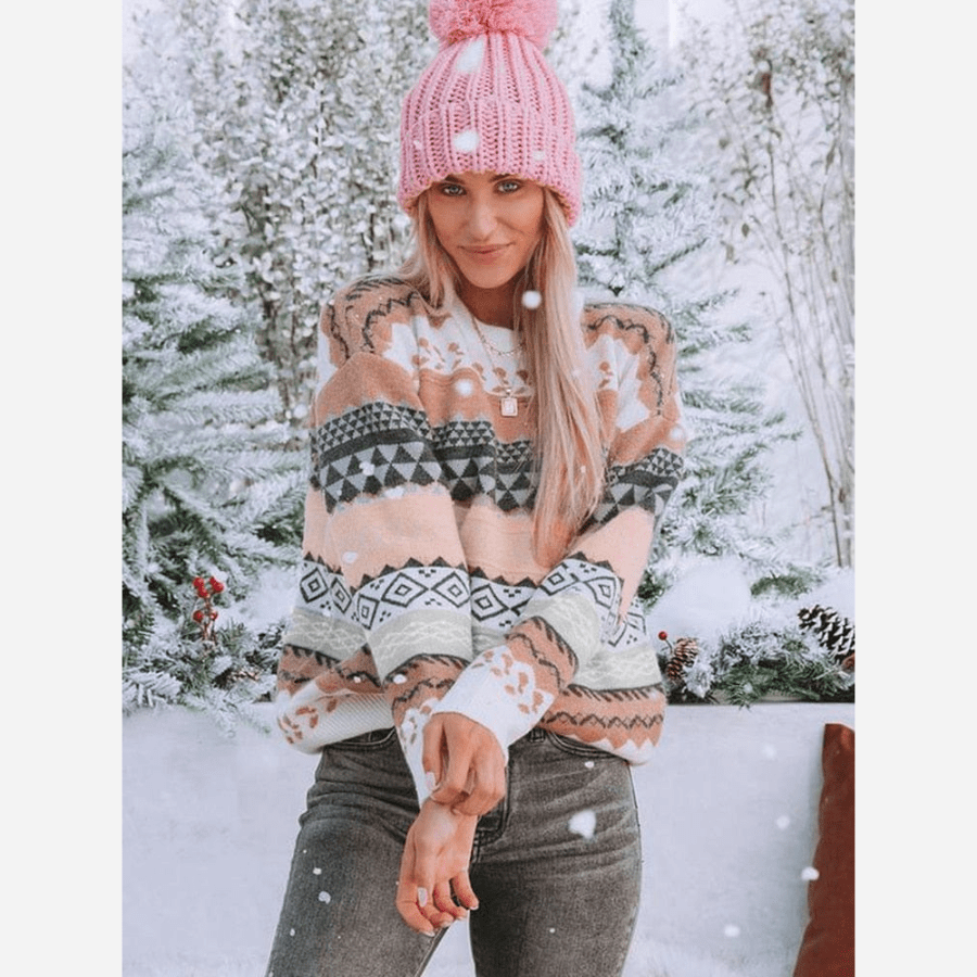 EB | Boheme Gemusteter Strickpullover Weiche Strickqualität Winterkomfort