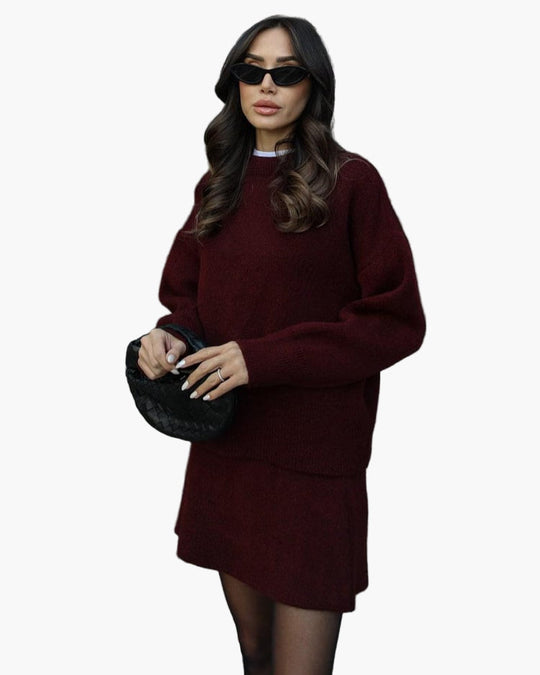 EB | Strickset mit Pullover und Minirock - Modischer Herbst Winter Look, Lässig & Elegant
