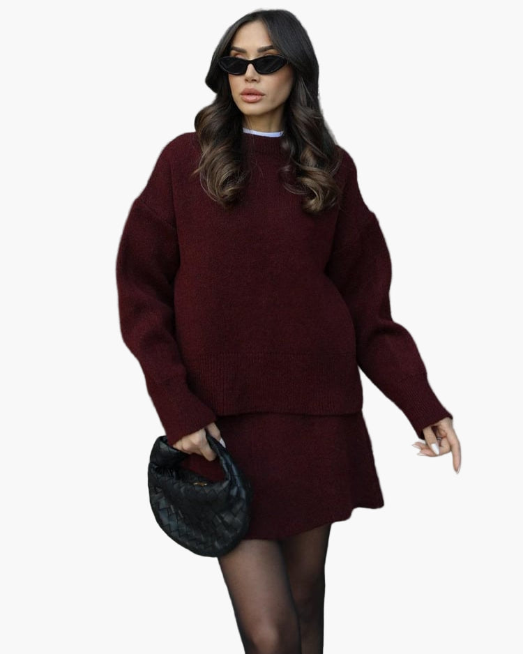 EB | Strickset mit Pullover und Minirock - Modischer Herbst Winter Look, Lässig & Elegant