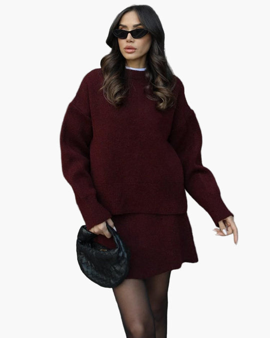 EB | Strickset mit Pullover und Minirock - Modischer Herbst Winter Look, Lässig & Elegant