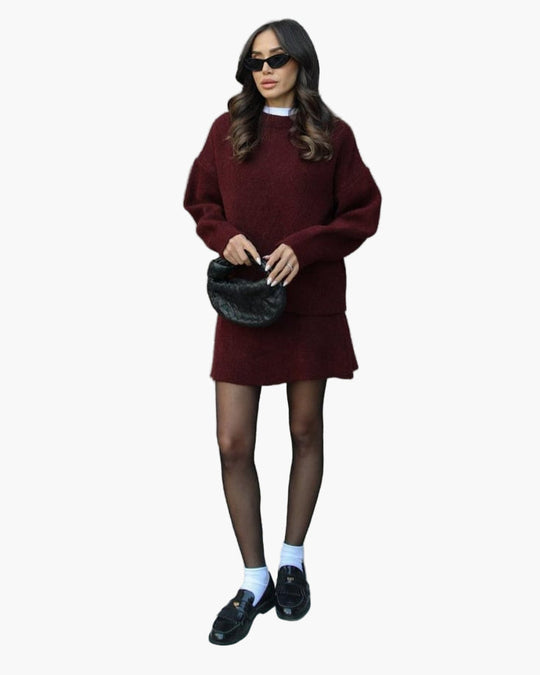 EB | Strickset mit Pullover und Minirock - Modischer Herbst Winter Look, Lässig & Elegant