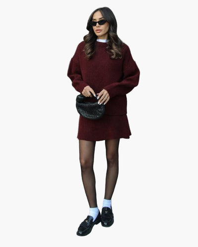 EB | Strickset mit Pullover und Minirock - Modischer Herbst Winter Look, Lässig & Elegant