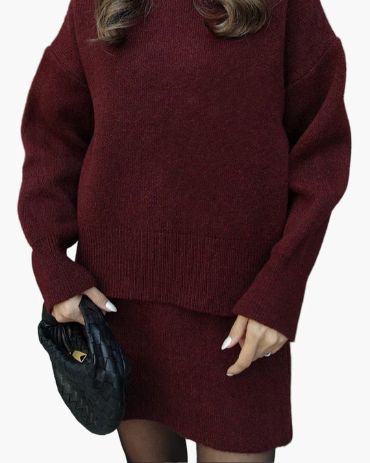EB | Strickset mit Pullover und Minirock - Modischer Herbst Winter Look, Lässig & Elegant