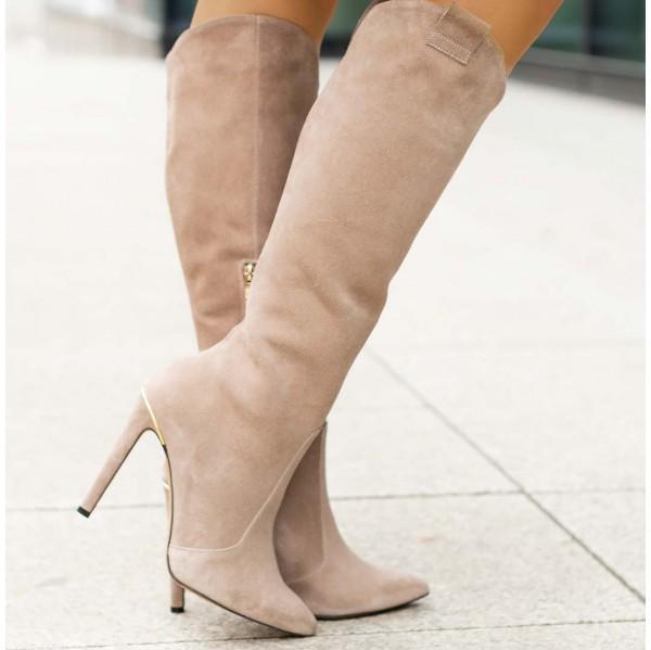 Elegante knielange Stiletto-Stiefel mit seitlichem Reißverschluss EB