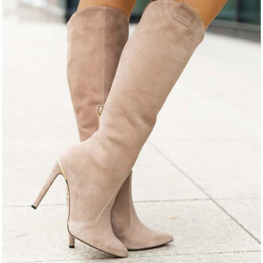 Elegante knielange Stiletto-Stiefel mit seitlichem Reißverschluss EB