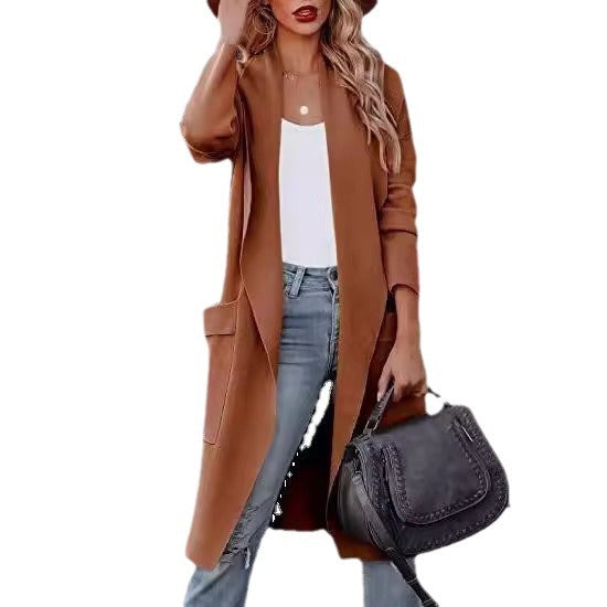 EB | Langer Cardigan - Offene Front - Elegante Freizeitkleidung