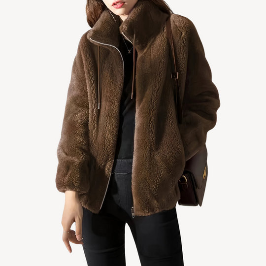 EB | Damen Kunstpelz Zip-Up Jacke