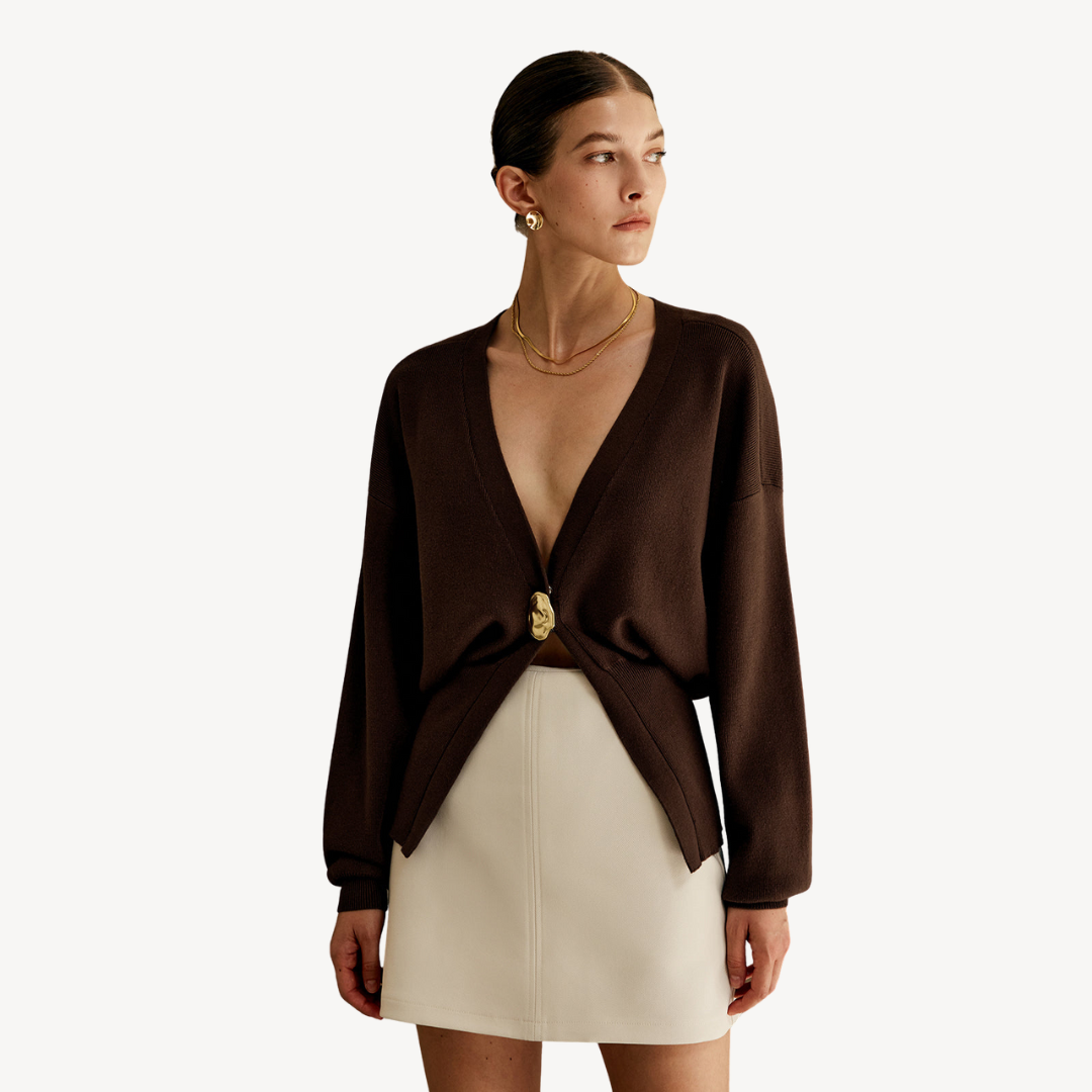 EB | Damen Strick V-Ausschnitt Cardigan Pullover