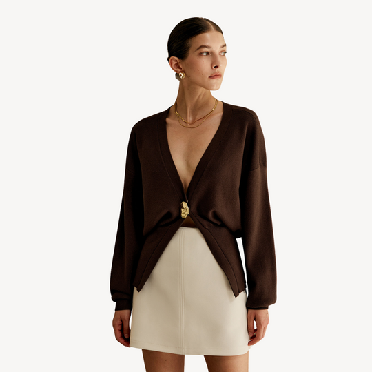 EB | Damen Strick V-Ausschnitt Cardigan Pullover