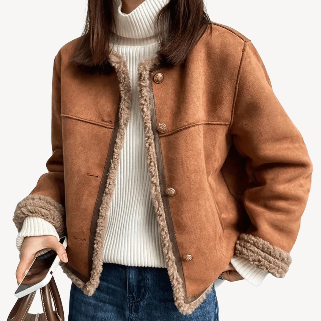 EB | Damen Kunstpelzbesatz Fleecegefütterte Jacke