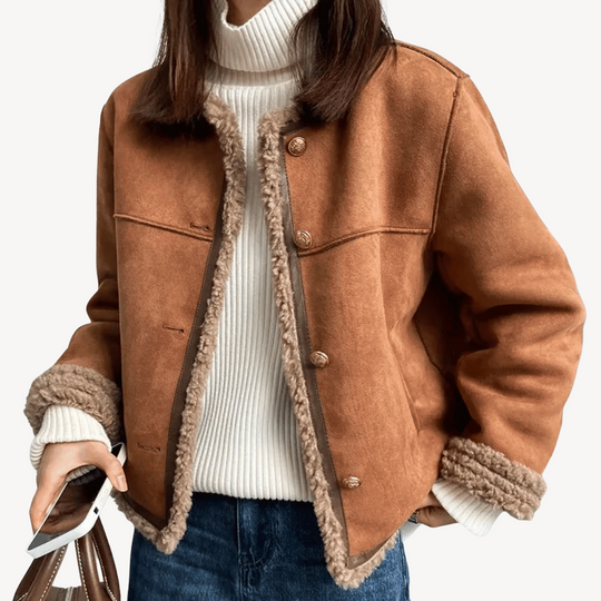 EB | Damen Kunstpelzbesatz Fleecegefütterte Jacke