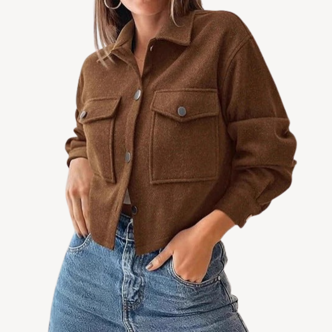 EB | Damen Knopfung Crop Jacke