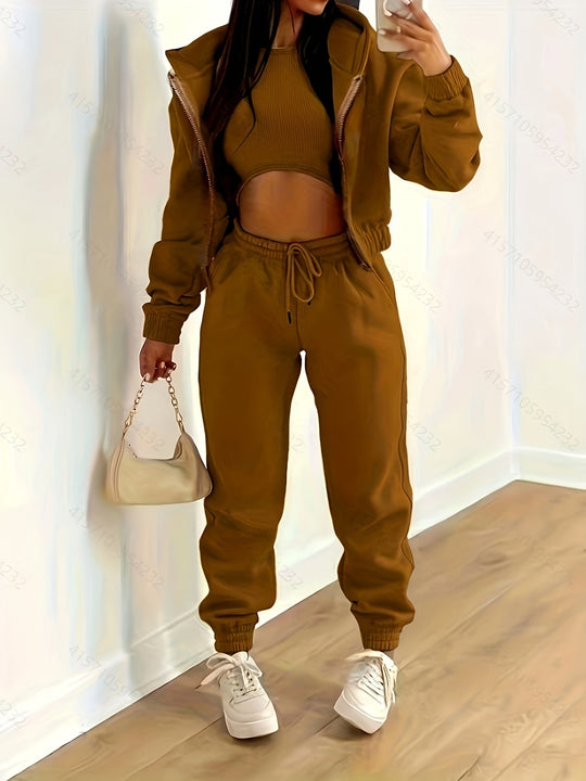 EB | Kapuzenjacke & Tanktop & Jogginghose Drei Teilige Satz Outfits