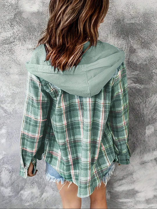 EB | Karierte Jacke mit Kapuze Baumwolle und Polyester Leger und Komfortabel