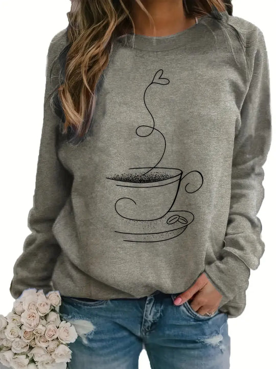 EB | Gemütliches Kaffee Grafisch Sweatshirt