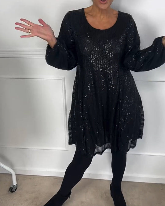 EB | Elegante Laterne Ärmel Pailletten A-Linie