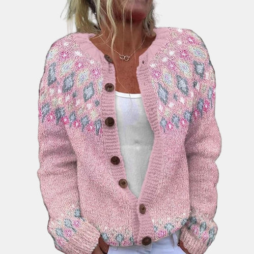 EB | Gedruckte Pinke Strickjacke