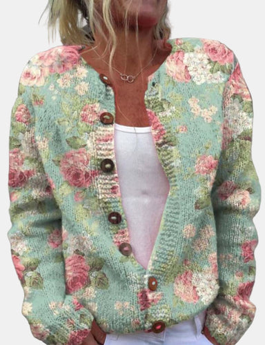 EB | Grüner Blumenmuster Cardigan