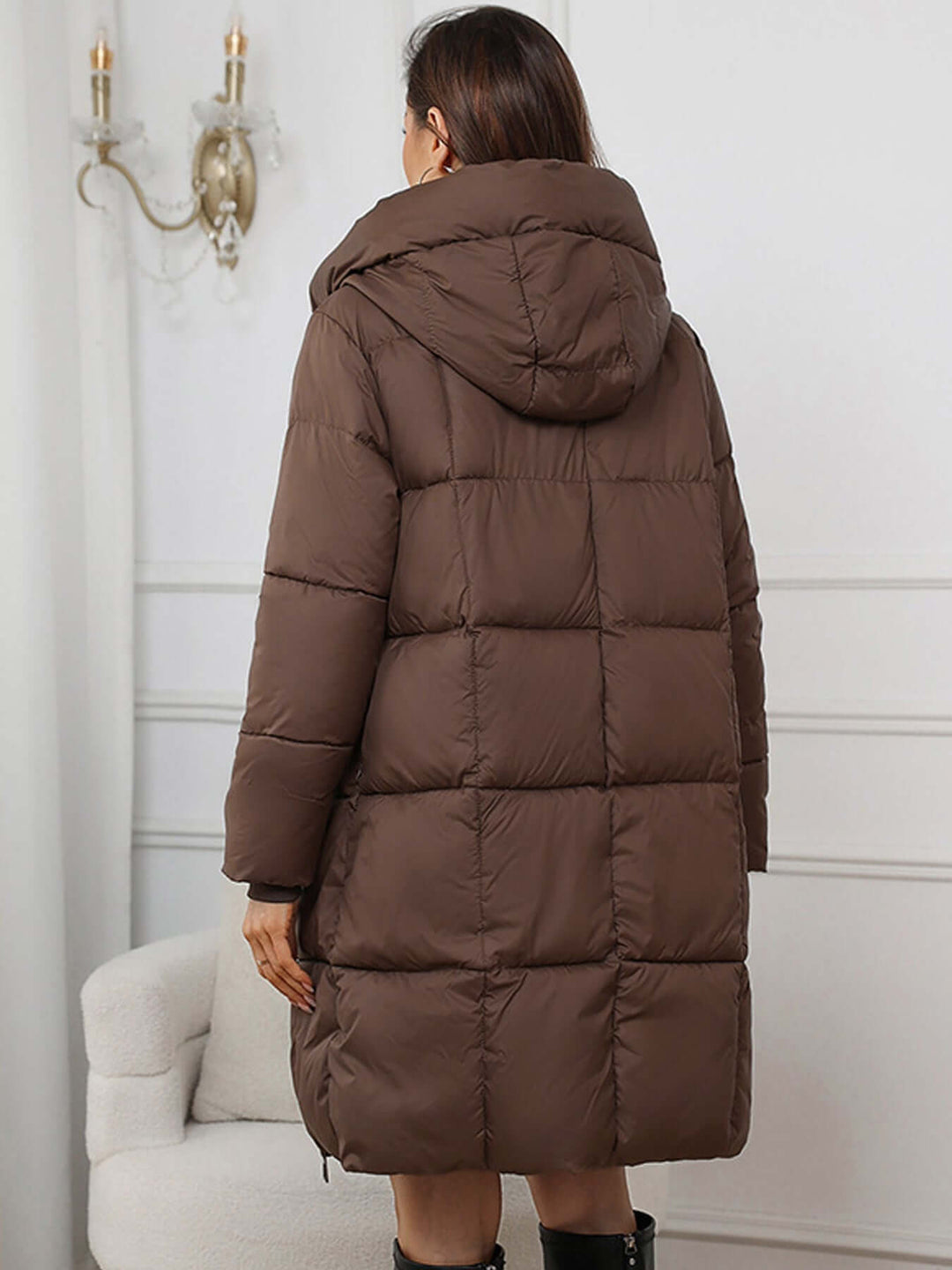 EB | Frauen Lange Kapuzen-Winter-Pufferjacke