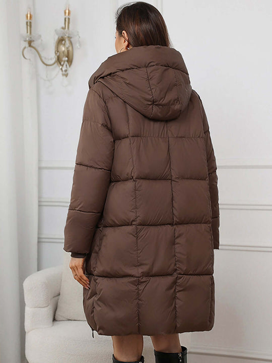 EB | Frauen Lange Kapuzen-Winter-Pufferjacke