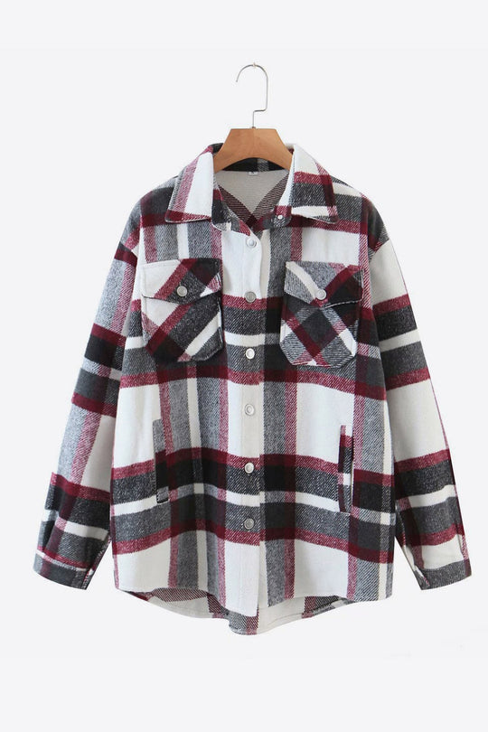 EB | Karo Gefallen Schulter Shirtjacke