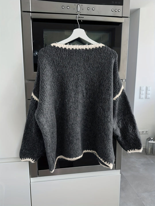 EB | Lockere Strickpullover Weich und Gemütlich Einzigartige Häkel-details