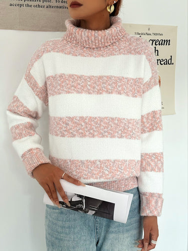 EB | Strickpullover mit Rollkragen Acrylmischung Gestreiftes Muster