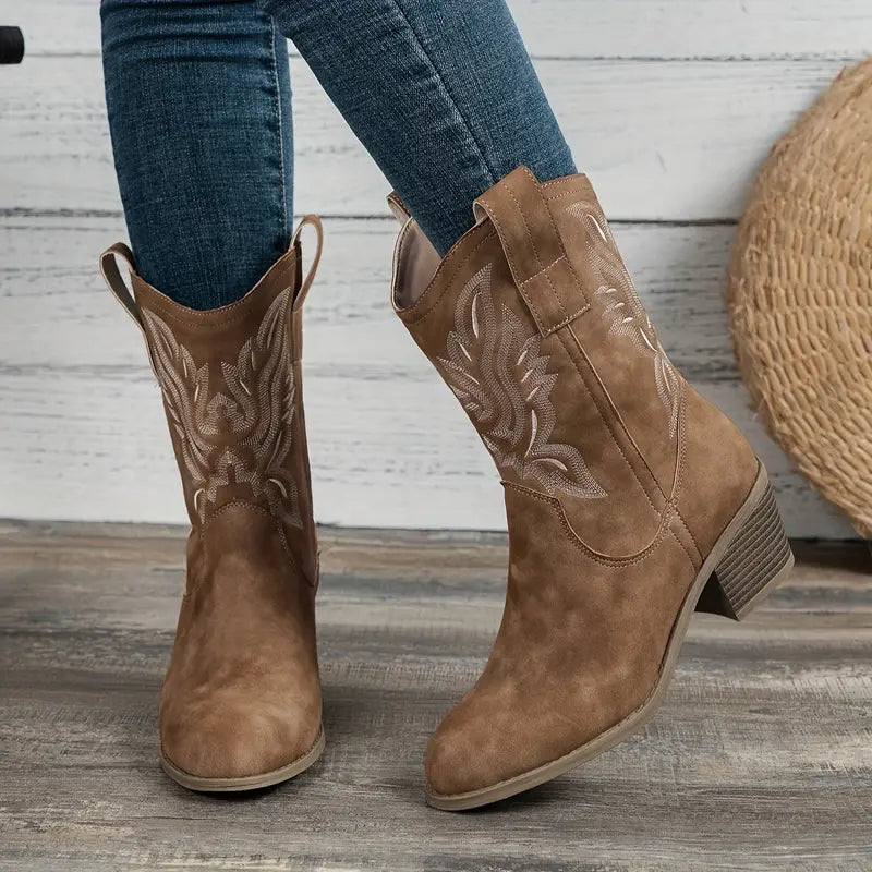 EB | Retro-Cowboy Bestickte Ärmel Ritterstiefel