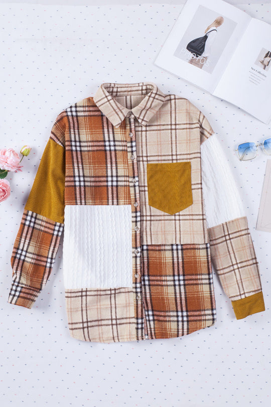 EB | Gitterhemde mit Patchwork-details Baumwollmischung Perfekt für Layering