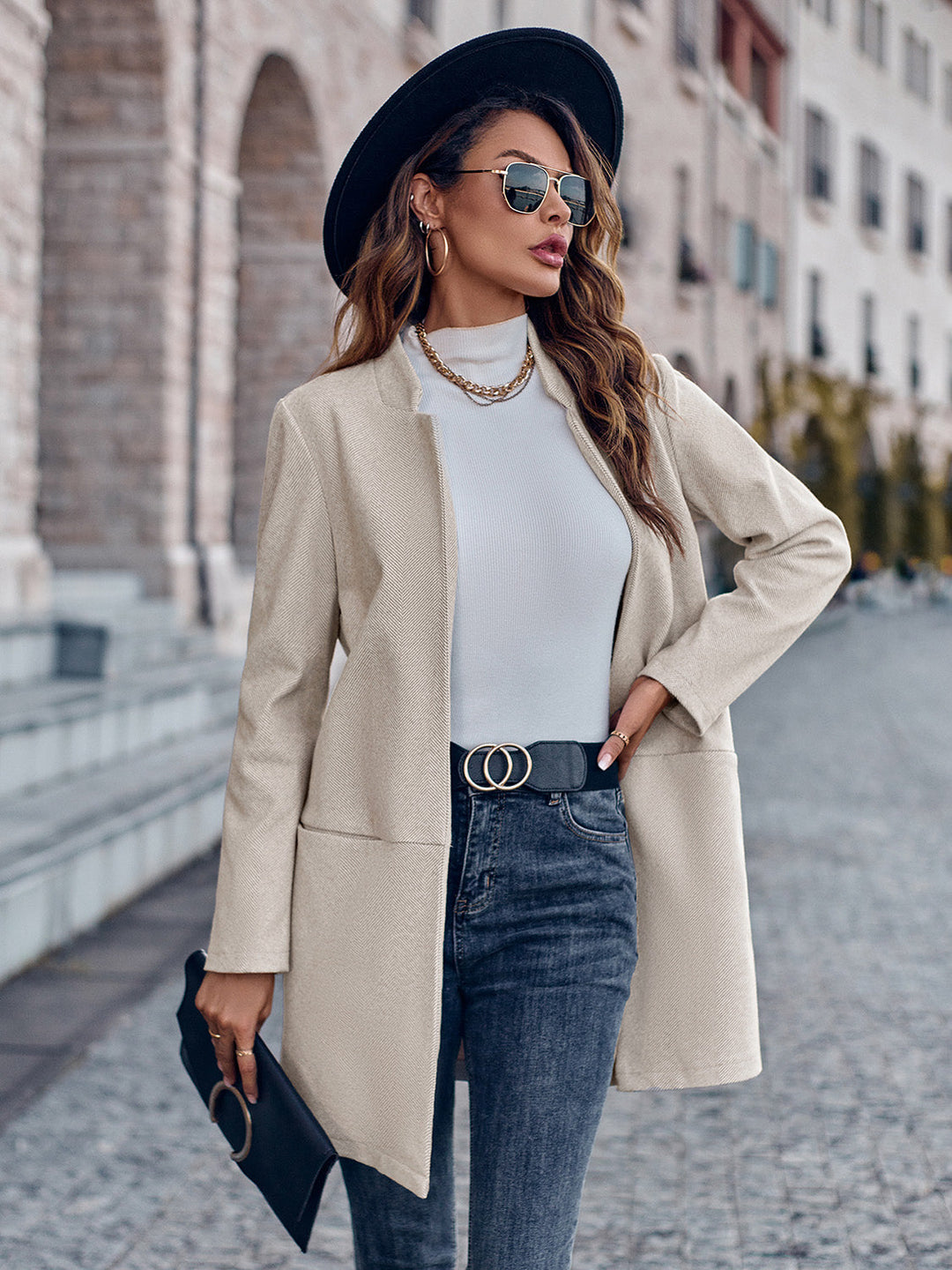 EB | Offene Vorderseite Langarm Blazer