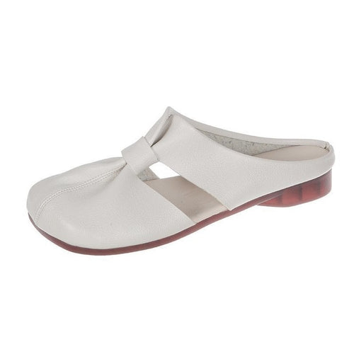 Flache Damen Pantoletten mit Schleife und Knoten EB EB