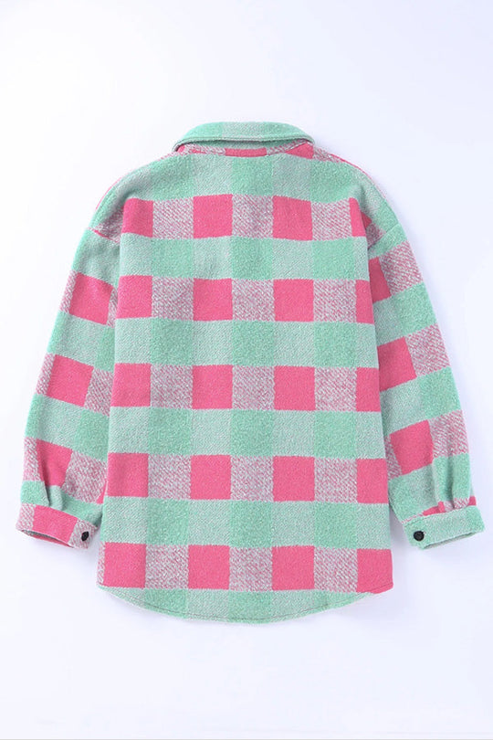 EB | Karo Farbblock Freizeit Übergroße Jacke