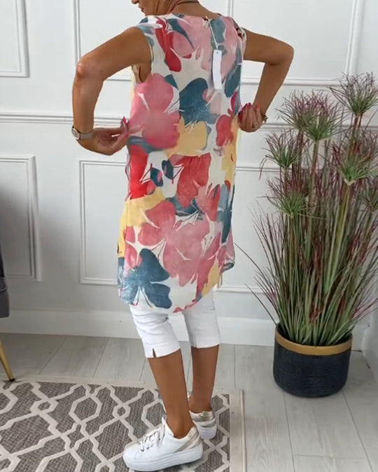 EB | Lässiges Longtop mit Farbenfrohem Blumenprint