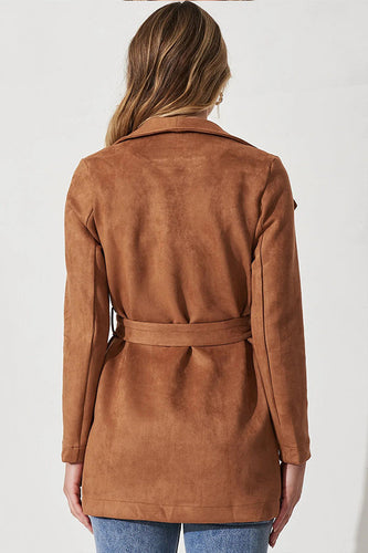 EB | Farbe Anzug Strickjacke großer Revers Wildleder langärmlige Jacke