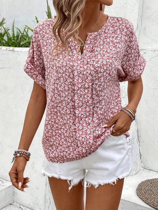EB | Bluse mit Blumenmuster und Rundhalsausschnitt für Damen